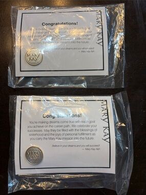 Mary Kay Gold & Silver Recognition Pins with Message Cards (set of 2)